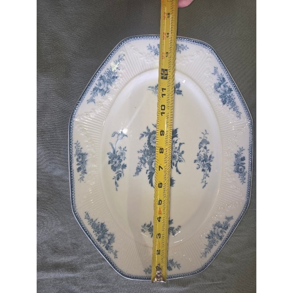 J&G Meakin Sydney SOL Blue Floral Oval Serving Platter England 14.5 Inch Antique - Picture 3 of 4